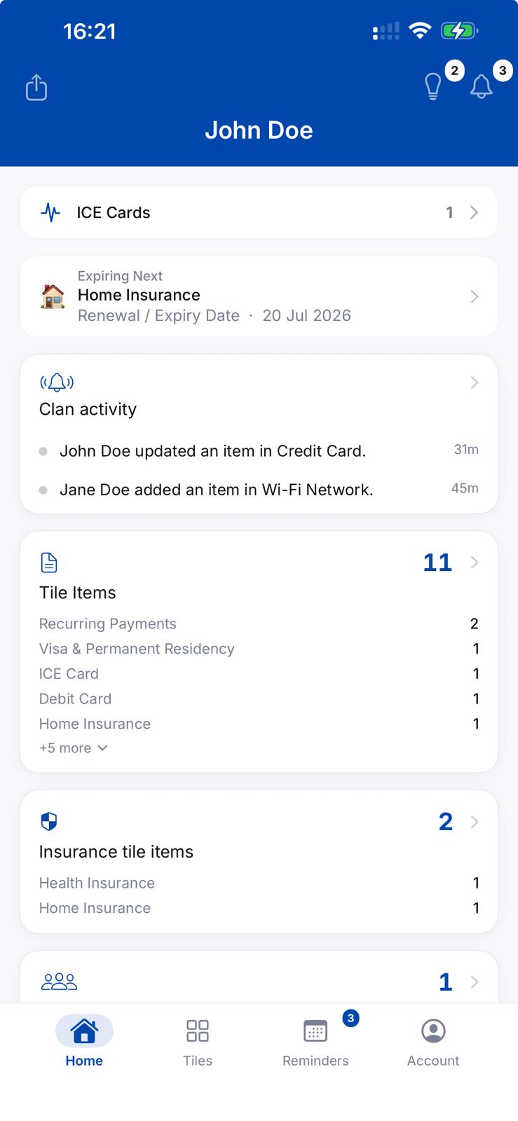 ClanIt app home screen